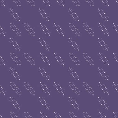 Mor bir arka planda kusursuz açık gri geometrik desenler. El çizimi düzensiz noktalar, noktalar elips şekilleri oluşturur. Dekor, tekstil, kumaş, hatıra defteri, duvar kağıdı, baskı, ambalaj için tasarım