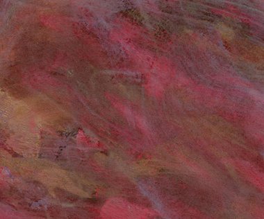 Renkli el yapımı grunge arka plan. Sıçramalar, lekeler, boya lekeleri, dalgalı çizgiler. Soyutlama. Ana renkler pembe, kırmızı, kahverengi