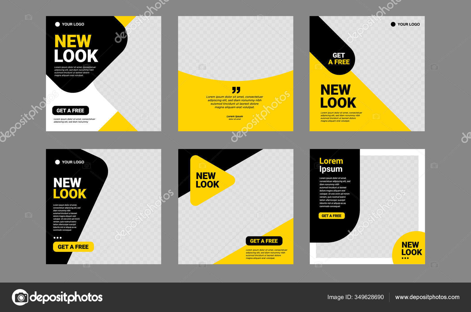 Set Editable Minimal Square Banner Template Black Yellow With Regard To College Banner Template