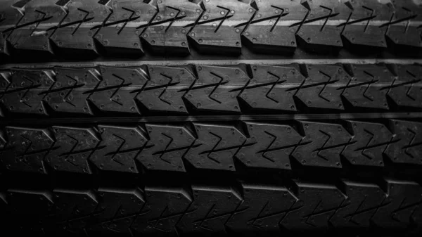 Car Tire Close Tread Top View Monochrome Image — Stock Photo, Image