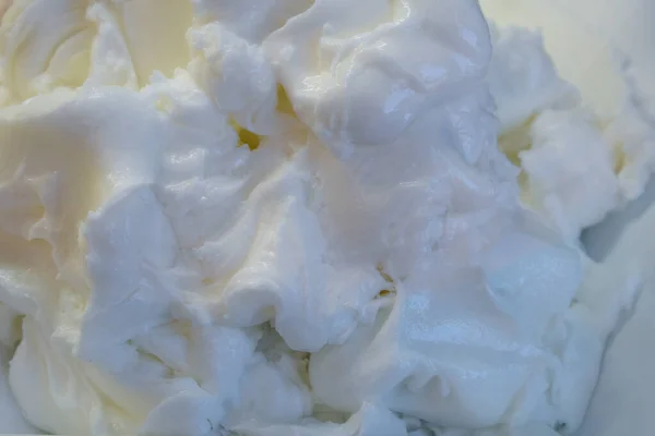 Crème Glacée Blanc Dans Tir Macro Masse — Photo