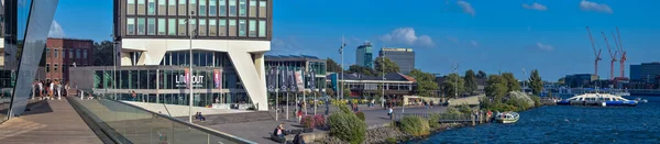 Nederland Amsterdam August 2019 Panorámás Kilátás Sétányra Víztestre Amszterdami Városkép — Stock Fotó