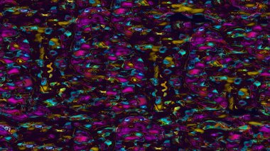 Koyu arkaplandaki çok renkli lekelerin soyut deseni mor-mavi, üç boyutlu grafikler, kusursuz desenler.