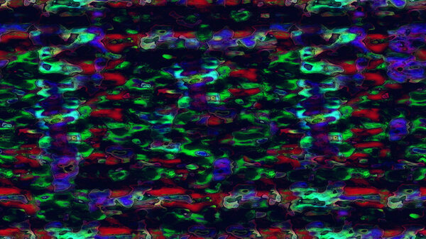 абстрактный рисунок разноцветных пятен на темном фоне красный-зеленый-синий, 3D графика, бесшовный узор
