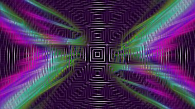 Kuzey ışıklarının çiçeklerinden bir kelebeğin kanatlarının soyut desenli silueti tek renkli geometrik desenlerin arka planında, 3D görüntüleme