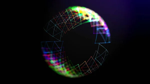 Ball Aus Neonglühenden Linien Farben Auf Dunklem Hintergrund Abstrakte Dreidimensionale — Stockfoto