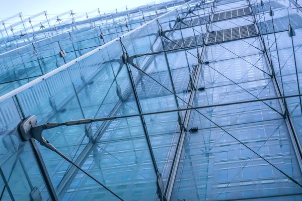 Edifício Moderno Com Estruturas Vidro Fragmento Fachada Perspectiva — Fotografia de Stock