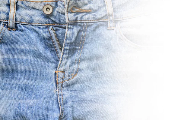 Blauwe Jeans Met Rits Open Wazig Beeld Stockfoto