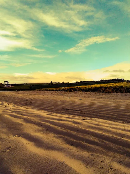 Strand Zand Golf Patronen Contrast Bruin Blauw — Stockfoto