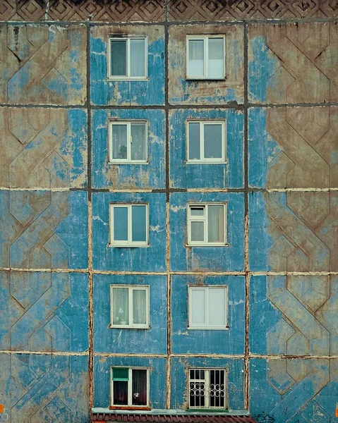 Gloomy Texture Old Panel House — Stock Photo, Image