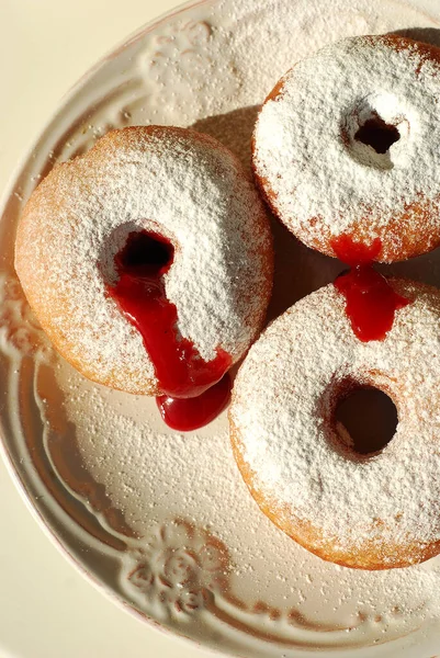 Свіжі Пончики Глазурованому Цукрі Сніданок — стокове фото