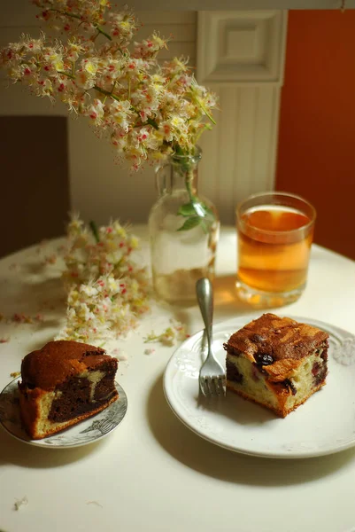 Muffin Mármore Para Café Manhã — Fotografia de Stock