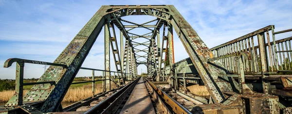 Railroad iron bridge, morning time