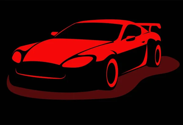 Auto Auf Schwarzem Hintergrund Rennwagen Rot Auf Dunklem Hintergrund — Stockvektor