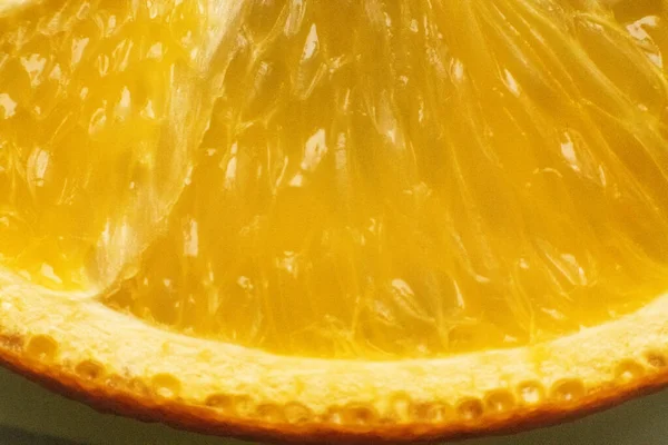 Orange Slice Incision Close Top View — Stock Photo, Image