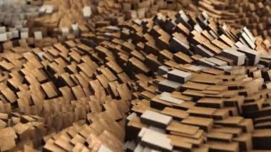 İki renkli animasyon arka planı. Hareket eden küplerin okyanusu.