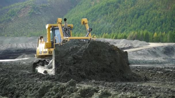 Distrito Susumansky Rusia Agosto 2019 Trabajos Excavadora Komatsu D375A Mina — Vídeo de stock