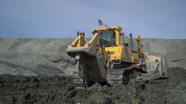District Susumansky Russie Août 2019 Travaux Bulldozer Komatsu D375A Mine — Video