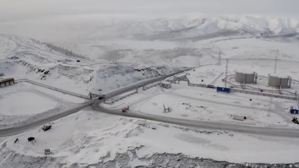 Utsikt Över Stenbrottet Och Bergen Vinter Temperatur Grader Celsius — Stockvideo