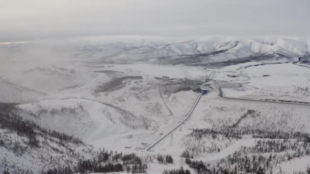 Vista Pedreira Das Montanhas Inverno Temperatura Menos Graus Celsius — Vídeo de Stock