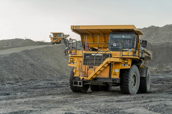 Work Mining Machinery Komatsu Polygon City Magadan — Stock Photo, Image