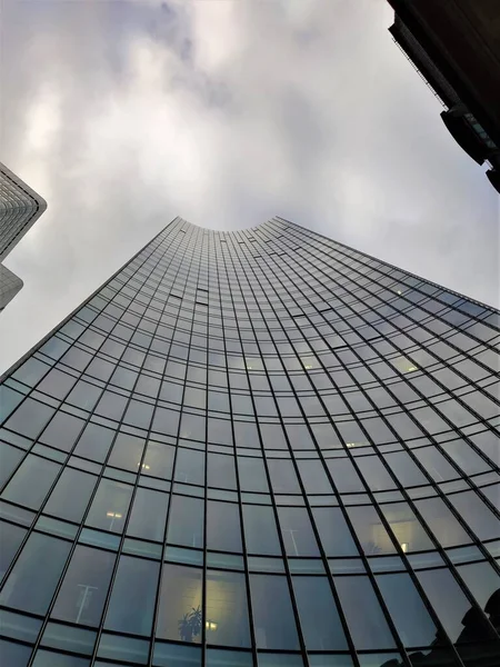 Skyscraper in Frankfurt financial centre, bottom perspective