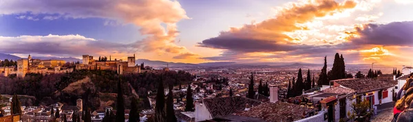 Panoramic of Granada and the city at sunset, Granada, Spain ..