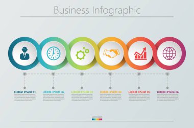 İş verisi görselleştirmesi. Soyut arkaplan şablonu için tasarlanmış zaman çizgisi bilgi simgeleri modern diyagram süreci teknolojisi dijital pazarlama veri sunum çizelgesi taşıyıcısı