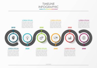 Arka plan şablonu kilometre taşı öğe modern diyagramı işlem teknolojisi dijital pazarlama veri sunum grafiği için vektör çizim tasarlanmış iş yol haritası zaman çizelgesi Infographic ikonları/simgeleri