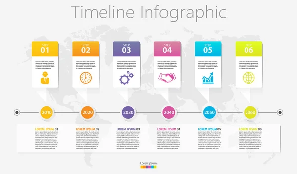 Visualização Dados Negócios Linha Tempo Ícones Infográficos Projetados Para Abstrato —  Vetores de Stock