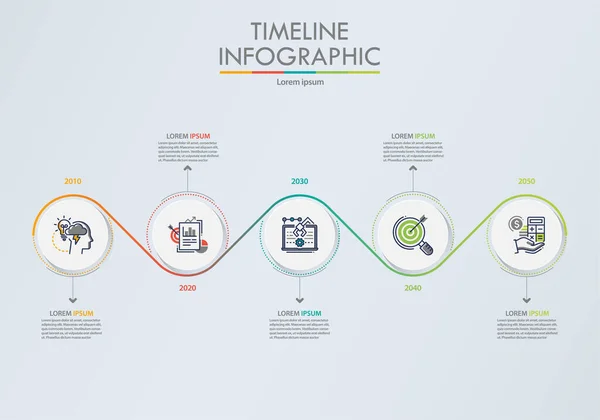 Visualização Dados Negócios Linha Tempo Ícones Infográficos Projetados Para Abstrato —  Vetores de Stock