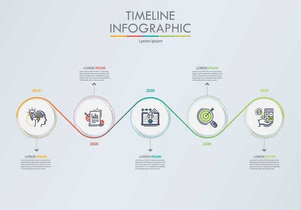 Visualisatie Van Bedrijfsgegevens Tijdlijn Infografische Pictogrammen Ontworpen Voor Abstracte Achtergrond — Stockvector