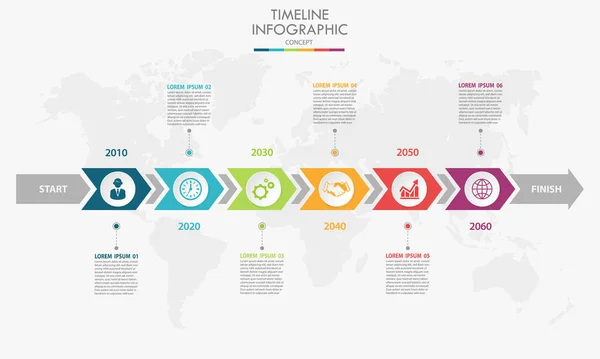 Visualisering Affärsdata Tidslinje Infographic Ikoner Utformade För Abstrakt Bakgrund Mall — Stock vektor