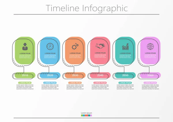 Visualisierung Von Geschäftsdaten Zeitachse Infografik Symbole Für Abstrakte Hintergrundvorlage Meilenstein — Stockvektor