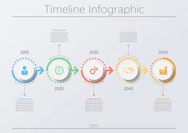 Visualização Dados Negócios Linha Tempo Ícones Infográficos Projetados Para Abstrato —  Vetores de Stock