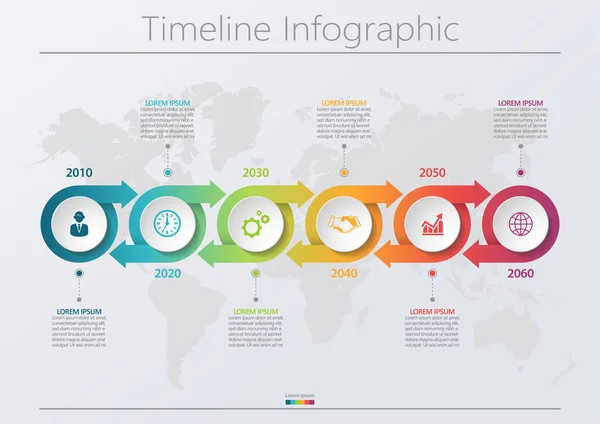 Visualização Dados Negócios Linha Tempo Ícones Infográficos Projetados Para Abstrato —  Vetores de Stock