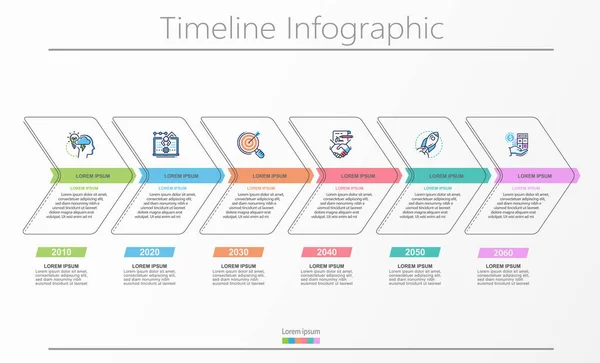 Business Data Visualization Timeline Infographic Icons Designed Abstract Background Template — Stock Vector