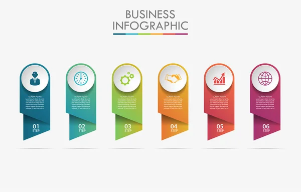 Business Data Visualization Timeline Infographic Icons Designed Abstract Background Template — Stock Vector