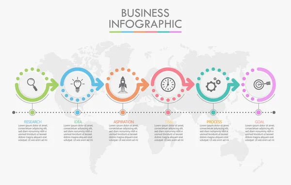 Visualização Dados Negócios Linha Tempo Ícones Infográficos Projetados Para Abstrato — Vetor de Stock