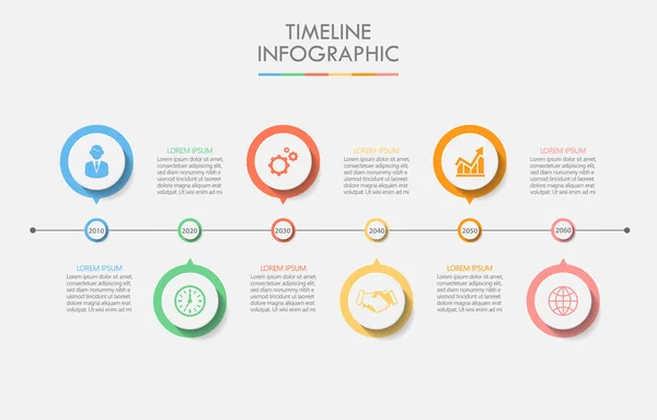 Business Data Visualization Timeline Infographic Icons Designed Abstract Background Template — Stock Vector