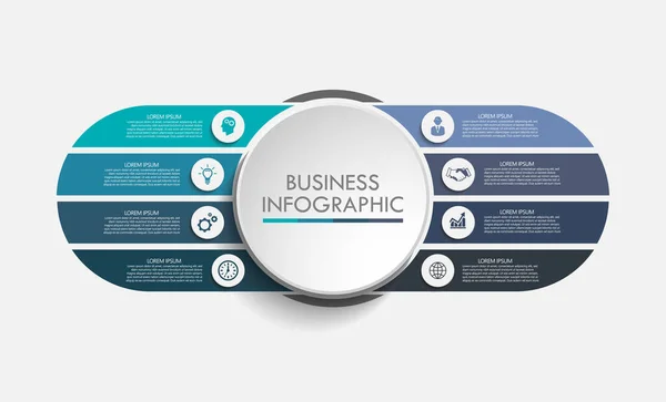 Cerchio Affari Icone Infografiche Timeline Progettate Astratto Modello Sfondo Elemento — Vettoriale Stock