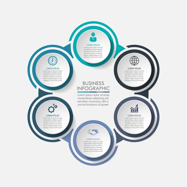 Zakencirkel Tijdlijn Infografische Pictogrammen Ontworpen Voor Abstracte Achtergrond Template Mijlpaal — Stockvector