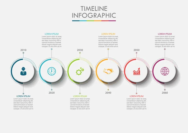 Visualização Dados Negócios Linha Tempo Ícones Infográficos Projetados Para Abstrato —  Vetores de Stock