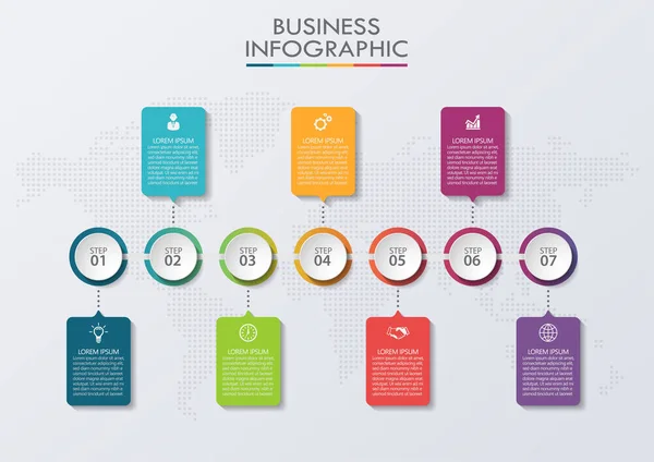 Visualisering Affärsdata Tidslinje Infographic Ikoner Utformade För Abstrakt Bakgrund Mall — Stock vektor