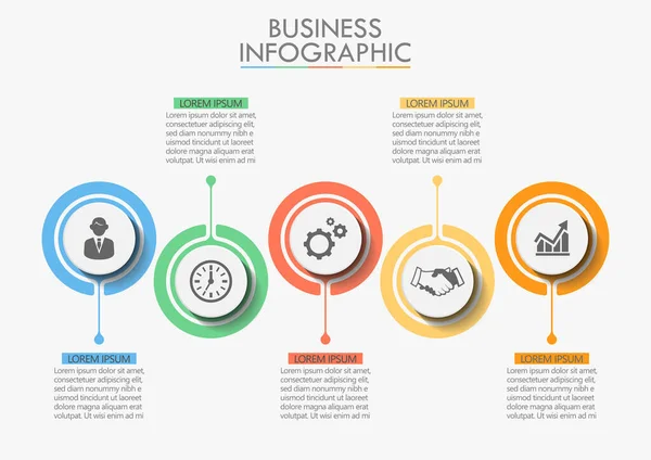 Business Data Visualization Timeline Infographic Icons Designed Abstract Background Template — Stock Vector