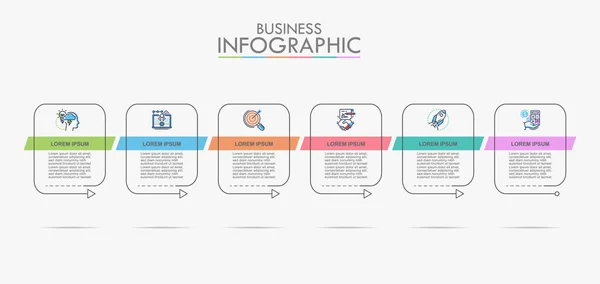 Visualização Dados Negócios Linha Tempo Ícones Infográficos Projetados Para Abstrato — Vetor de Stock
