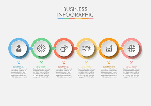 Business Data Visualization Timeline Infographic Icons Designed Abstract Background Template — Stock Vector