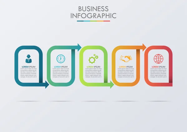 Visualização Dados Negócios Linha Tempo Ícones Infográficos Projetados Para Abstrato — Vetor de Stock