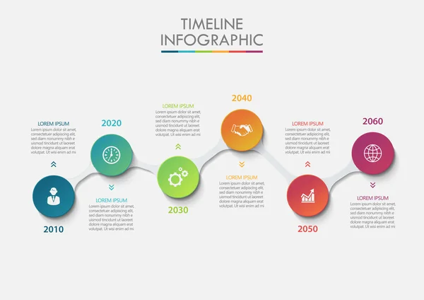 Visualização Dados Negócios Linha Tempo Ícones Infográficos Projetados Para Abstrato —  Vetores de Stock