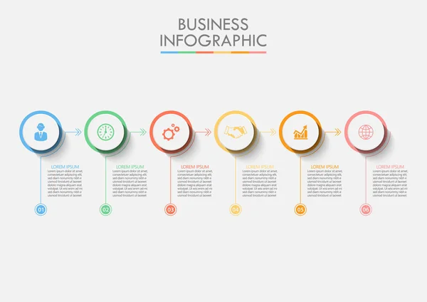 Business Data Visualization Timeline Infographic Icons Designed Abstract Background Template — Stock Vector